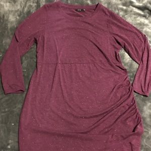Gold Sparkled Purple Rushed Mini Dress